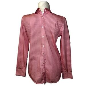 CXL by Christian Lacroix Mens Contemporary Fit Geometric Print Shirt Red White S